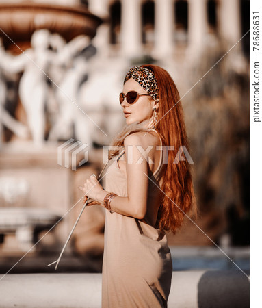Portrait of young wealthy woman in sunglasses and Portrait of young wealthy woman in sunglasses and 78688631
