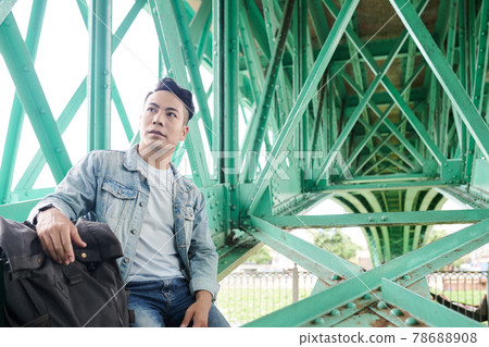 Asian Traveler under Green Bridge Asian Traveler under Green Bridge 78688908