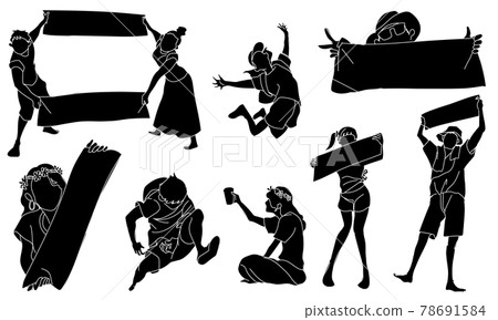 在節日中令人興奮的觀眾剪影 78691584