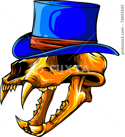 vector illustration of skull of tiger with hat vector illustration of skull of tiger with hat 78691685