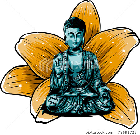 Buddha sitting on a lotus background vector illustartion Buddha sitting on a lotus background vector illustartion 78691725