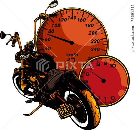 custom Motorcycle with speedometer vector illustration design custom Motorcycle with speedometer vector illustration design 78691815
