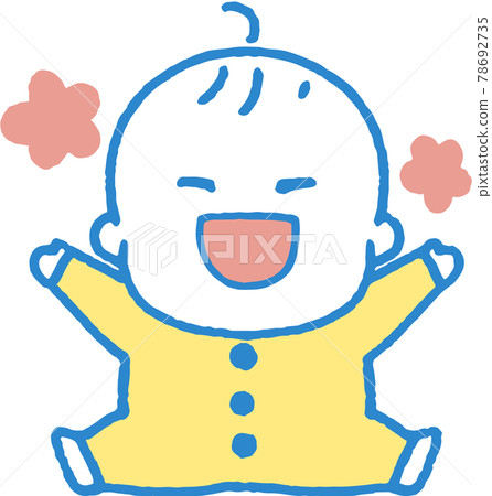 寶寶開心坐下插畫(主線顏色藍色) 寶寶開心坐下插畫(主線顏色藍色) 78692735