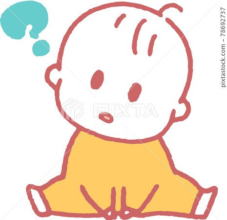 坐著的嬰兒插畫（主線顏色粉紅色） 78692737
