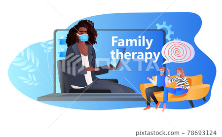 psychologist in mask dealing with problems in family relationships solving psychological problem online session psychologist in mask dealing with problems in family relationships solving psychological problem online session 78693124