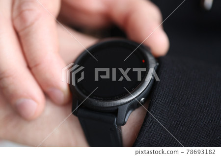Smart watch with black bracelet on man hand Smart watch with black bracelet on man hand 78693182