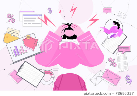 multitasking tired businesswoman busy overworked business woman anger aggression stress depression nervous multitasking tired businesswoman busy overworked business woman anger aggression stress depression nervous 78693337