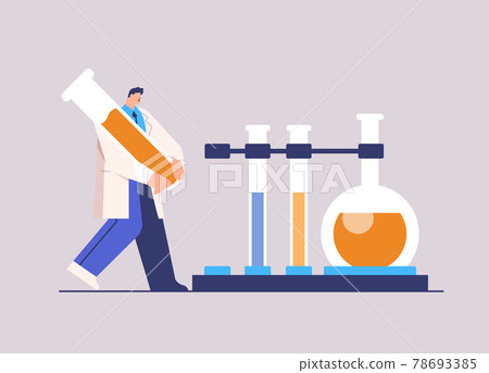 scientist working with test tube man researcher making chemical experiment in laboratory molecular engineering 78693385