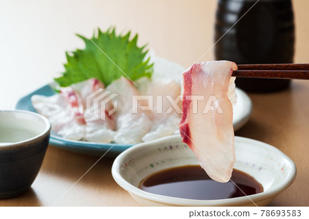 Sashimi, sashimi of sea bream, sea bream, home time, home rice, swallowing 78693583