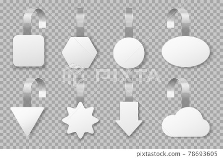 Wobblers. Blank supermarket promotion tags, retail store sale advertising labels. Realistic shelf wobbler in various shapes vector mockup set 78693605