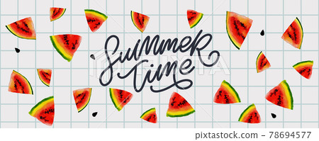 summer sale banner with fruits watermelon letter vector summer sale banner with fruits watermelon letter vector 78694577