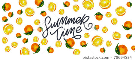 summer sale banner with fruits orange letter vector 78694584