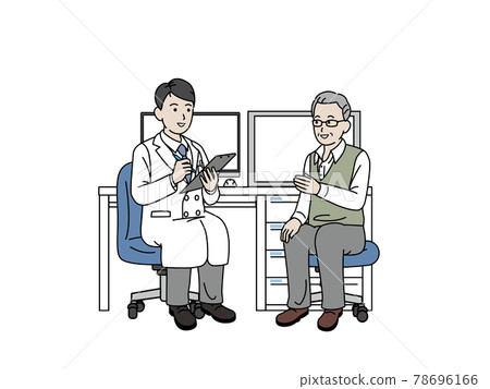 Elderly man and doctor counseling medical examination senior elderly patient illustration material 78696166