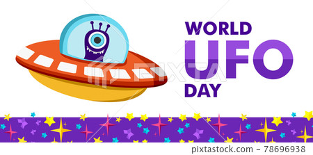 Vector banner on the space theme alien on a ufo. Empty space for your text. Flat-style illustration for flyers, posters, websites, apps, and childrens parties Vector banner on the space theme alien on a ufo. Empty space for your text. Flat-style illustration for flyers, posters, websites, apps, and childrens parties 78696938