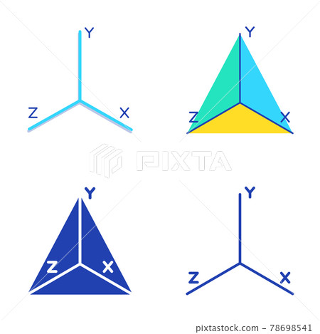 Coordinate axis icon set in flat and line style 78698541
