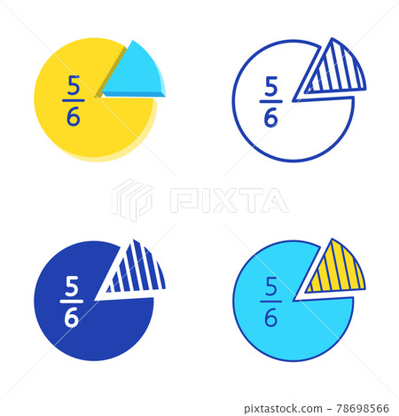 Fraction pie diagram set in flat and line style 78698566