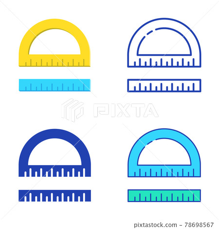 Protractor and ruler icon set in flat and line style 78698567