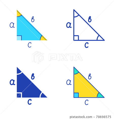 Right triangle icon set in flat and line style 78698575