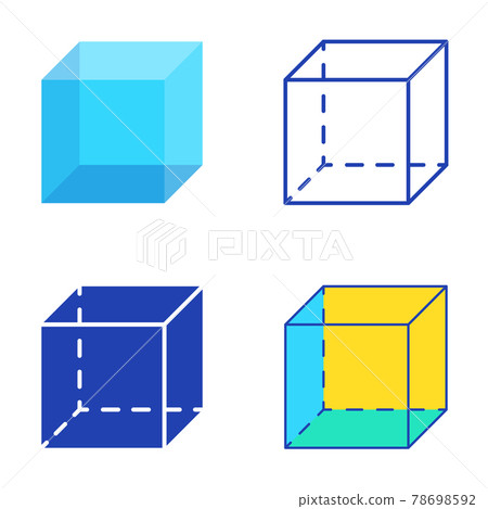 Geometric cube icon set in flat and line style - Stock Illustration ...