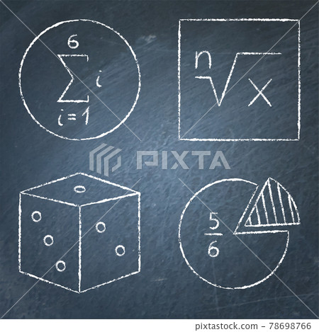 Math icons set in line style on chalkboard Math icons set in line style on chalkboard 78698766