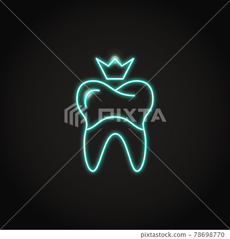 Neon dental crown icon in line style Neon dental crown icon in line style 78698770