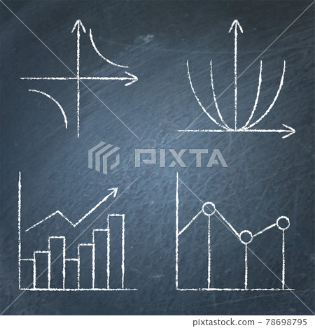 Math science icons set in line style on chalkboard Math science icons set in line style on chalkboard 78698795