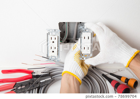 Outlet construction Electric construction site Outlet construction Electric construction site 78699704