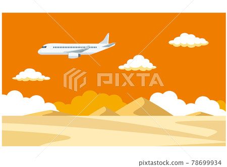 Airplane and desert illustration material 78699934