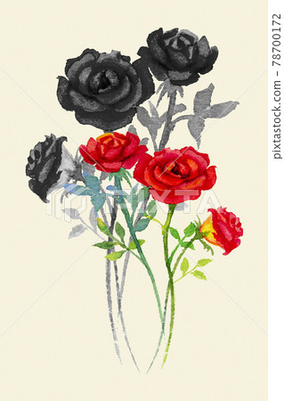 Painting watercolor flowers of roses. 78700172
