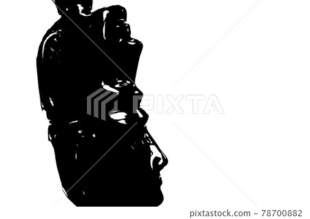 兩個人臉垂直排列的插圖圖像 抽像人臉背景素材 兩個人臉垂直排列的插圖圖像 抽像人臉背景素材 78700882