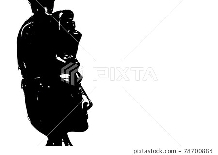 兩個人臉垂直排列的插圖圖像 抽像人臉背景素材 78700883