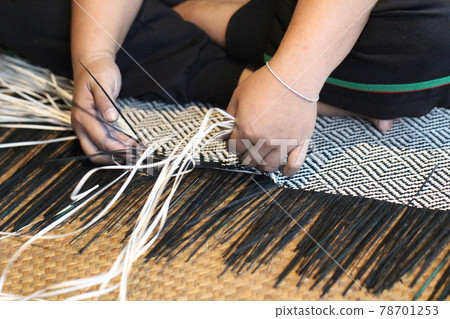 Close-up image of asian female hands tailor manual working sewing crafting at textile factory, advertisement backgrounds Close-up image of asian female hands tailor manual working sewing crafting at textile factory, advertisement backgrounds 78701253