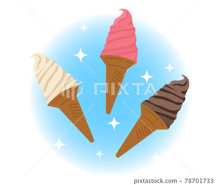 Illustration of strawberry vanilla chocolate soft serve 78701733