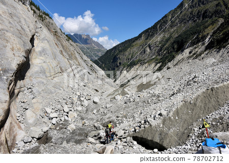 Looking toward Chamonix from Mer de Glace 78702712