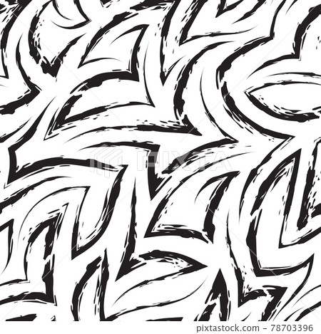 Vector seamless pattern of zigzags and corners in black isolated on white background.Vector seamless geometric pattern of abstract shapes from stripes and lines.Monochrome simple texture. Vector seamless pattern of zigzags and corners in black isolated on white background.Vector seamless geometric pattern of abstract shapes from stripes and lines.Monochrome simple texture. 78703396
