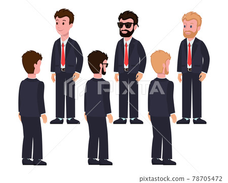 Male Characters in Suits Front and Back Views Male Characters in Suits Front and Back Views 78705472