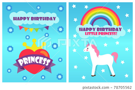 Happy Birthday Princess Poster Vector Illustration 78705562
