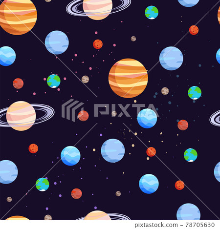 Space and Planets Pattern Vector Illustration Space and Planets Pattern Vector Illustration 78705630