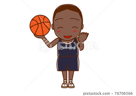 <全身/前部>成為籃球運動員並微笑著擺出勇敢姿勢的非洲男子。 78706566