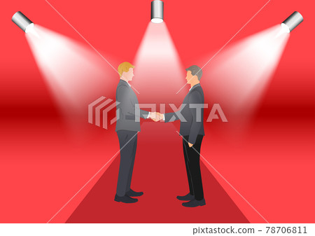 Drawing Graphics businessman shaking hands for successful negotiation for business with spotlight for show with red background Drawing Graphics businessman shaking hands for successful negotiation for business with spotlight for show with red background 78706811