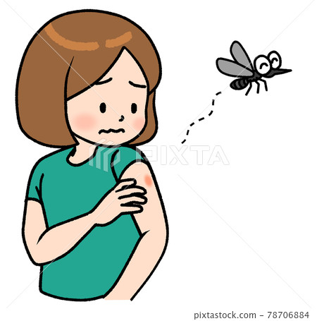 A girl who seems to hate her arm being bitten by a mosquito A girl who seems to hate her arm being bitten by a mosquito 78706884