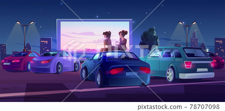 Outdoor cinema, open air movie theater with cars Outdoor cinema, open air movie theater with cars 78707098