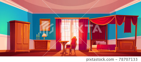 Old luxury bedroom interior with canopy bed 78707133