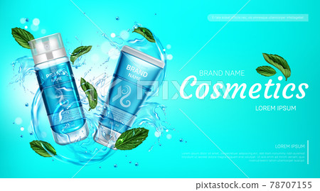 Cosmetic bottles ad banner, shaving foam and cream 78707155