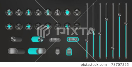Control button with neon backlight. Media player Control button with neon backlight. Media player 78707235
