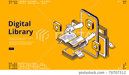 Online library isometric landing, internet service Online library isometric landing, internet service 78707312