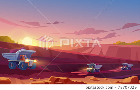 Quarry mining with heavy industrial dump trucks 78707329