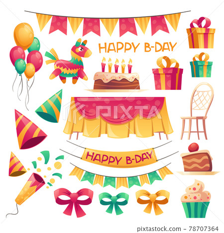 Vector cartoon decoration for birthday party 78707364