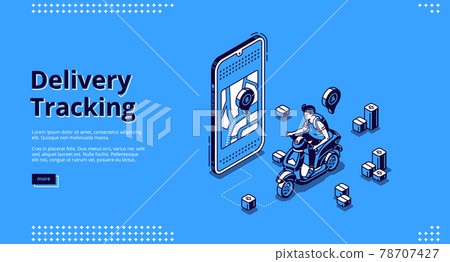 Delivery tracking service isometric landing page 78707427