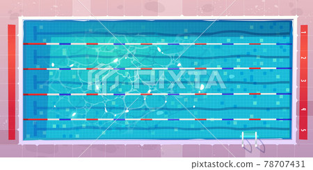 Sports pool, top view with blue ripped water. Sports pool, top view with blue ripped water. 78707431